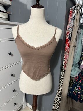 Hollister Brown Ribbed Tank with Slim Straps